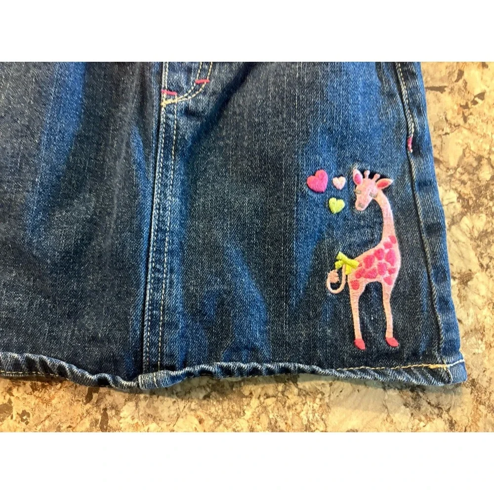 Gymboree‎ Girls Denim Jean Skirt/Skort Inner Shorts Embroidered Giraffe Size 7